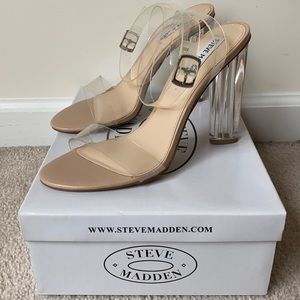 Steve Madden Size 10 Clear Heeled Sandals